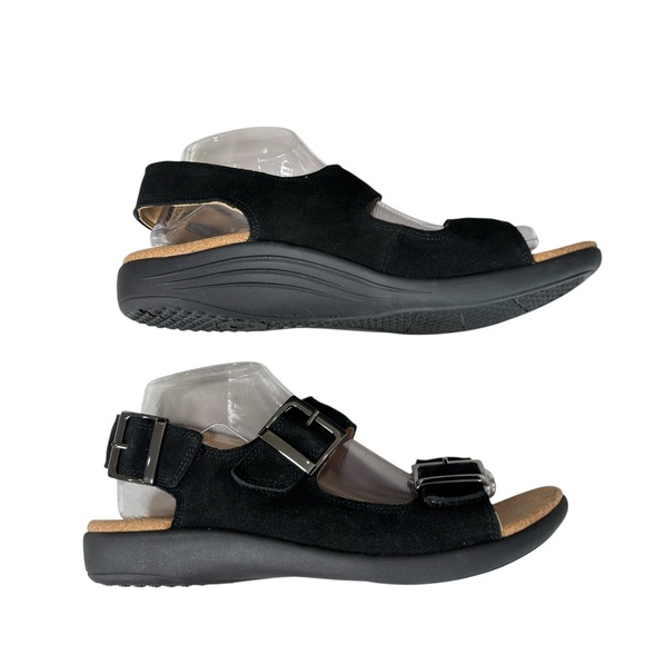 Revitalign Roma Comfort Sandals Sz 9 Orthotic Adjustable Black Suede Backstrap - Picture 4 of 14